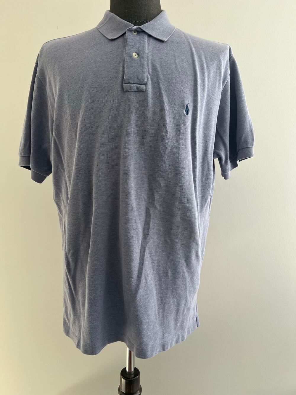 Polo Ralph Lauren 100% Pique Cotton Collared Shirt Slate Blue Size Large SG